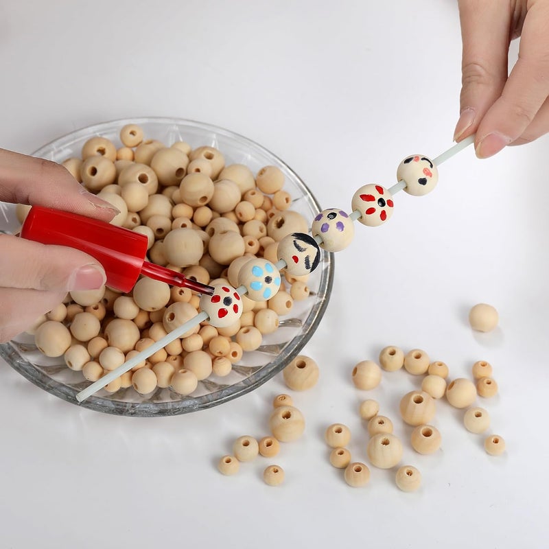 Secmity 280pcs Wooden Beads for Crafts 5 Sizes Unfinished Wood Bead Bulk 8mm, 10mm, 12mm, 14mm, 16mm Beads for Craft Making Decorations DIY Jewelry Making, Macrame, Bracelets - Image 4